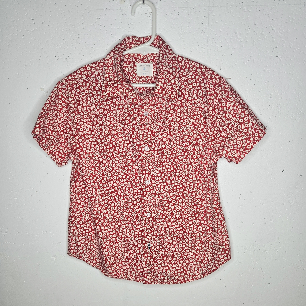 Crewcuts Red and White Floral Button Down Shirt